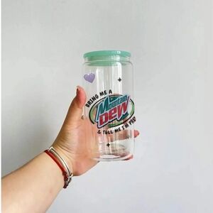 Mountain Dew Glass Tumbler with Lid